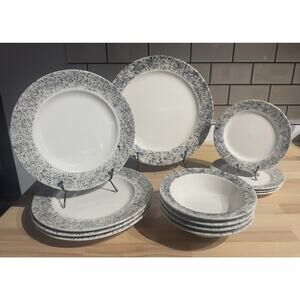 Homer Laughlin Black Paint Splatter Set Service For 4 Post Modern 80s 90s RARE